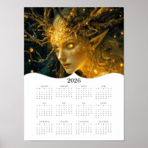 Poster Calendário Anual Completo de 2026 do Elf na Parede