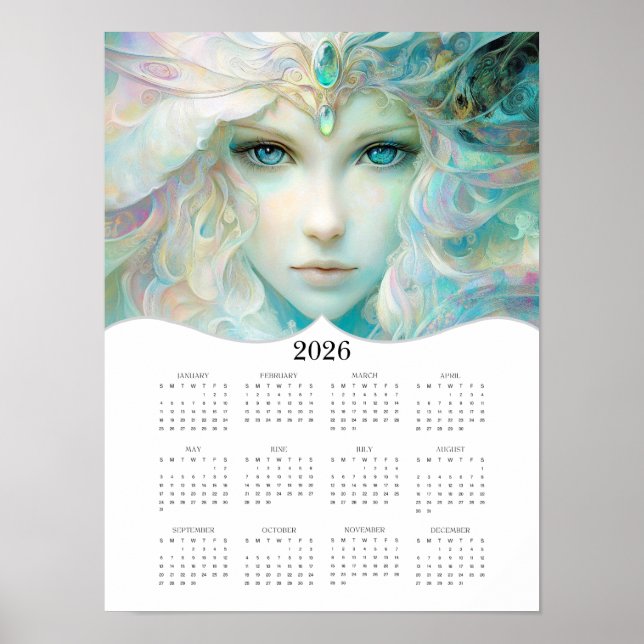 Poster Calendário Anual Completo de Damas Fantasia 2026 (Frente)