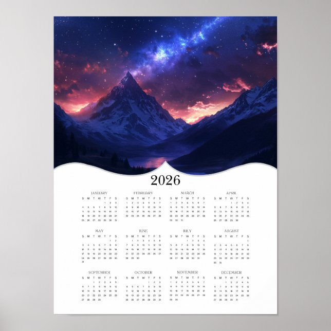 Poster Calendário Anual da Montanha Celestial 2026 (Frente)