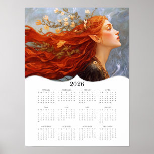 Poster Calendário Anual de Parede Completo do Elfo 2026