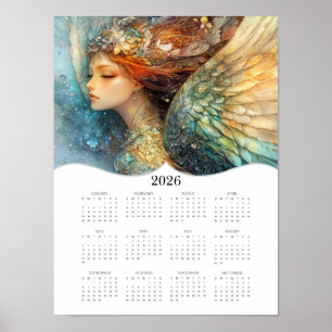 Poster Calendário Anual de Parede de Anjo de 2026
