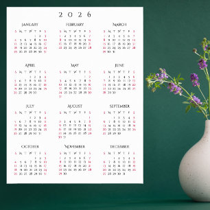 Poster Calendário Anual de Parede para Escritório em Casa