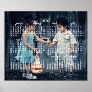 Poster Calendário Anual Fofo de 2023 com Cartaz de Foto