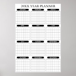 Poster Calendário Anual Minimalista de Parede Grande Sem