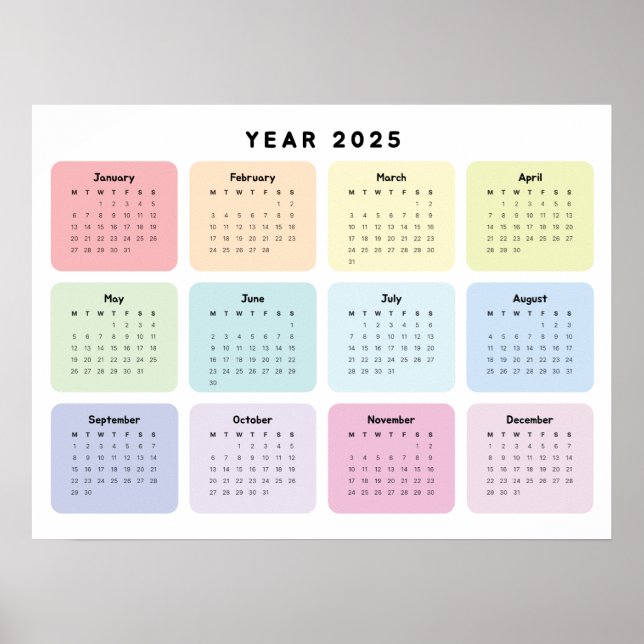 Poster Calendário Anual Minimalista Personalizado (Frente)
