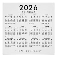 Calendário Anual Personalizado de Parede com Nome