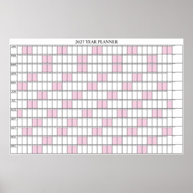 Poster Calendário Anual Simples de Parede 2027 (Frente)