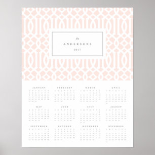 Póster Calendário Anual Trellis Blush 16x20 2017