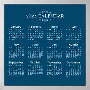 Poster Calendário Azul 2023 Simples, Mas Elegante POSTE