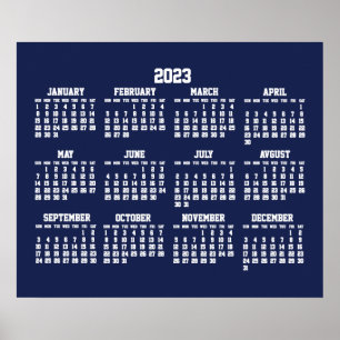 Poster Calendário Azul Anual Cartaz 2023