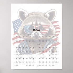 Poster Calendário Azul Branco Patriótico 2025
