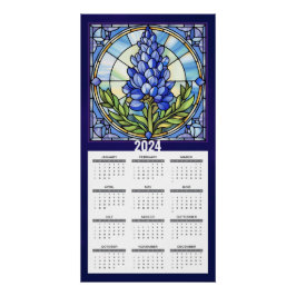 Póster Calendário Bluebonnet do Texas 2024
