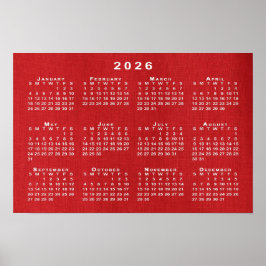 Poster Calendário Branco 2026 em Foto Personalizável