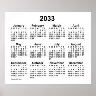 Poster Calendário Branco 2033 por Janz Print