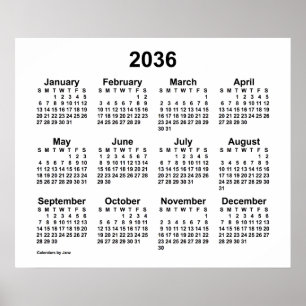 Poster Calendário Branco 2036 por Janz Print