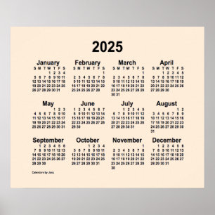 Poster Calendário branco antigo de 2025 por Janz Impressã