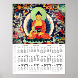 Poster Calendário Buddha 2026, pintura de Shakyamuni, Nep