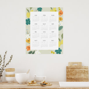 Poster Calendário Colorido de Flores Silvestres de 2025 c