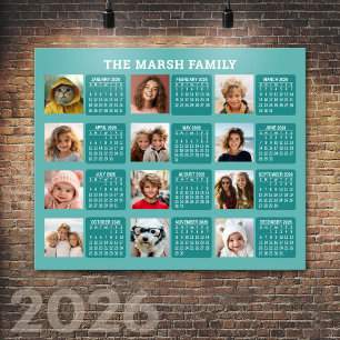 Poster Calendário com uma Imagem para Cada Mês - Aqua