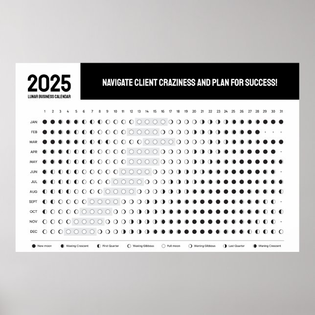 Poster Calendário Comercial Lunar Afetação Plena da Lua (Frente)