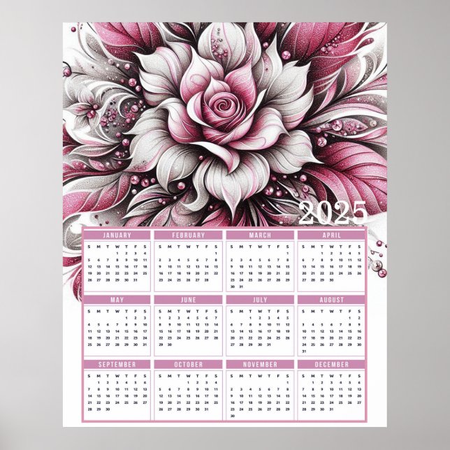 Poster Calendário da bonito Glittery Lily 2025 (Frente)