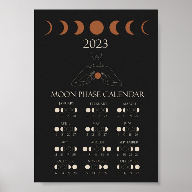 Poster Calendário da Fase da Lua 2023 Wall Art (Frente)