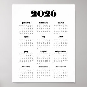 Poster Calendário de 2022 do retrato da Vintage