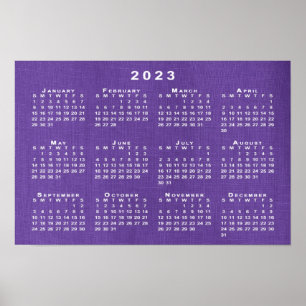 Poster Calendário de 2023 em Foto de Textura de Linho Rox