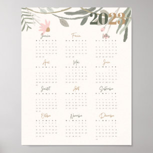 Poster Calendário de 2023 FLORAL PASTEL - FR