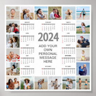Poster Calendário de 2024 com Visão Geral de 20 Fotos em 
