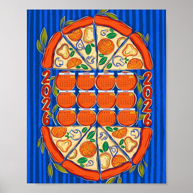 Poster Calendário de 2026 - Calendário de Pizza (Frente)