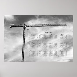 Poster Calendário de 2026 do Crane de Construção de Belas