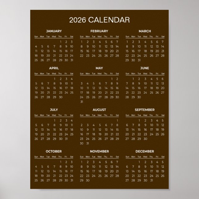 Poster Calendário de 2026 Simples Mas Elegante |  (Frente)