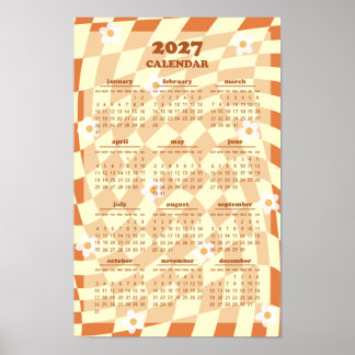 Poster Calendário de 2027 com Padrão Xadrez Ondulado Groo