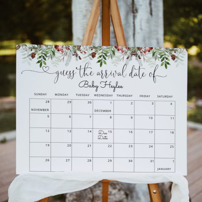 Poster Calendário de adivinhação da data prevista Evergre (Criador carregado)