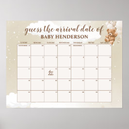 Poster Calendário de Adivinhação da Data Provável de Urso