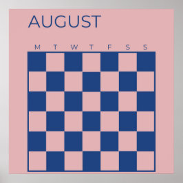 Poster Calendário de agosto controlado com Azul Roxo Não 
