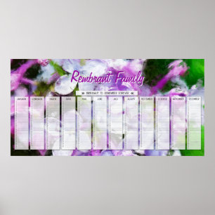 Póster Calendário de Aniversário da Família Personalizada