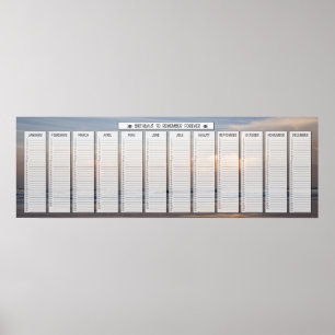 Póster Calendário de Aniversário do Nascer do Sol na Prai