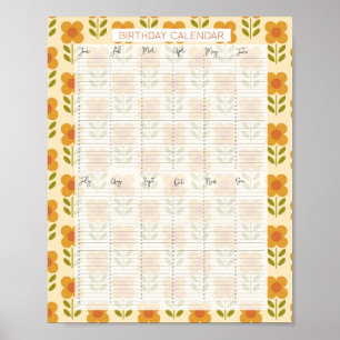 Poster Calendário de aniversário Perene Sempre Verde Kath