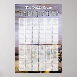 Póster Calendário de Aniversário Personalizado de Praia P