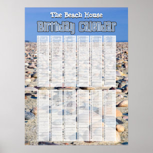 Póster Calendário de Aniversário Personalizado de Praia P