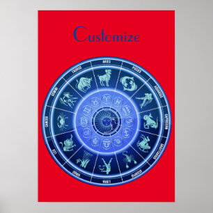 Poster Calendário de Astrologia de Sinal Sun Zodiac Thund
