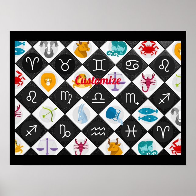 Poster Calendário de Astrologia do Signo Solar do Zodíaco (Frente)