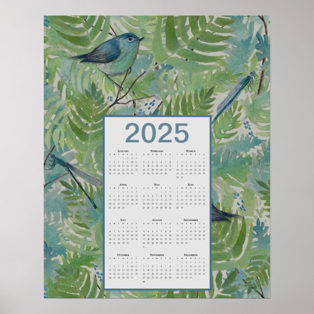 Poster Calendário de Aves de Ferns 2025 (Frente)