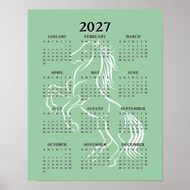 Poster Calendário de Cavalos 2027 (Frente)