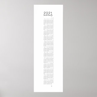 Poster Calendário de & Chave para 2021 - (Semana começa d