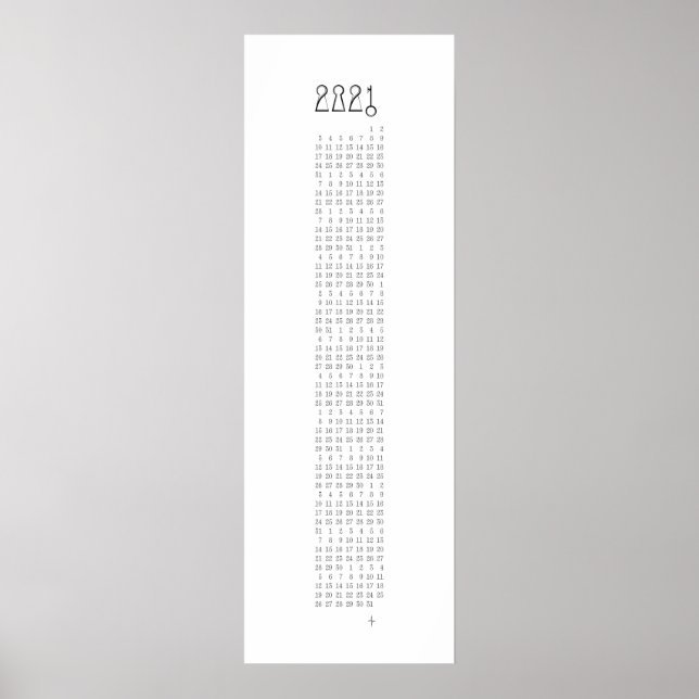 Poster Calendário de & Chave para 2021 - (Semana começa d (Frente)