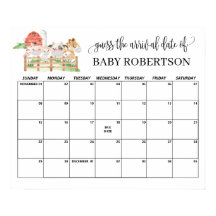 Calendário de Chute da Data de Nascimento do Chá d