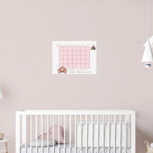 Poster Calendário de Chute para Chá de Bebê Carruagem de 